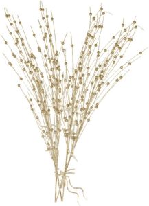 Merkloos 2x Stuks Gouden Glitter Kunstbloemen Kunsttak 76 Cm Met Led Verlichting Kunstbloemen