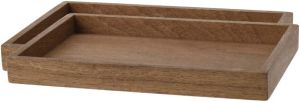 Merkloos 2x stuks houten dienbladen kaarsenborden rechthoekig 28 cm bruin Kaarsenplateaus