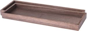 Merkloos 2x stuks houten dienbladen kaarsenborden rechthoekig 40 cm bruin Kaarsenplateaus