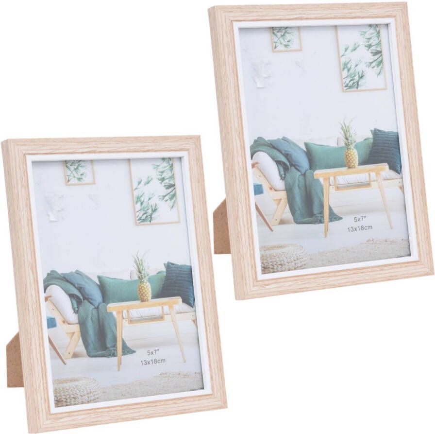 Merkloos 2x stuks houten fotolijst geschikt voor een foto van 13 x 18 cm Fotolijsten