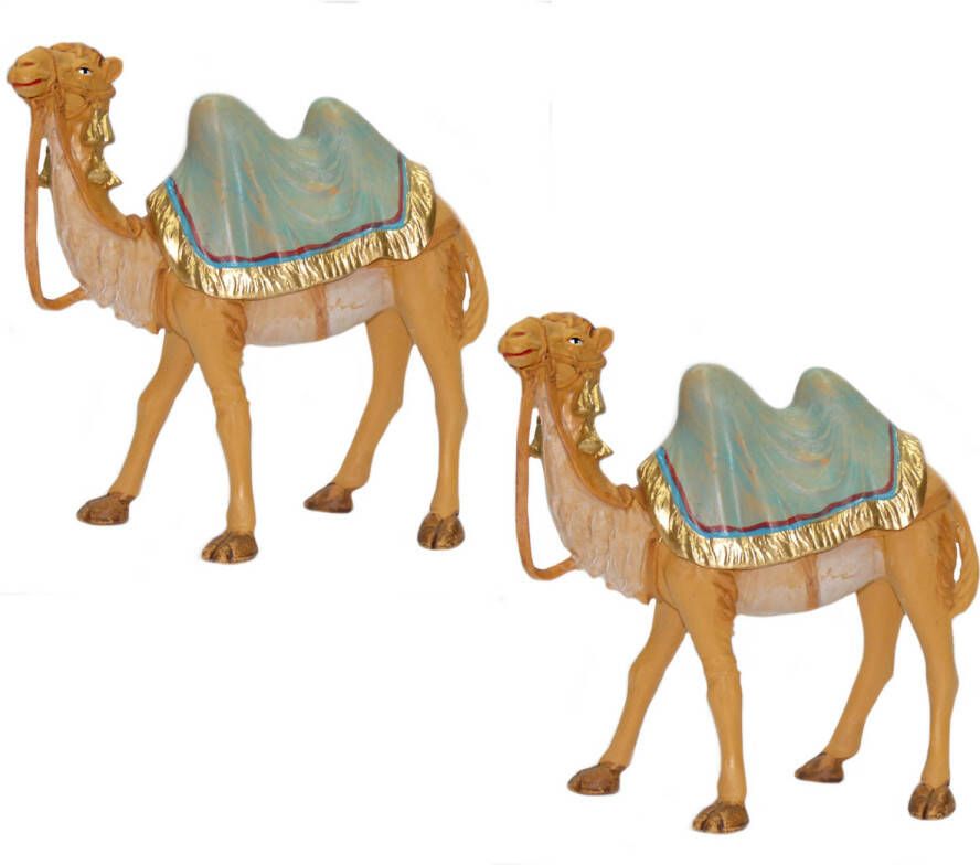 Merkloos 2x stuks kamelen beeldjes 16 cm dierenbeeldjes Beeldjes