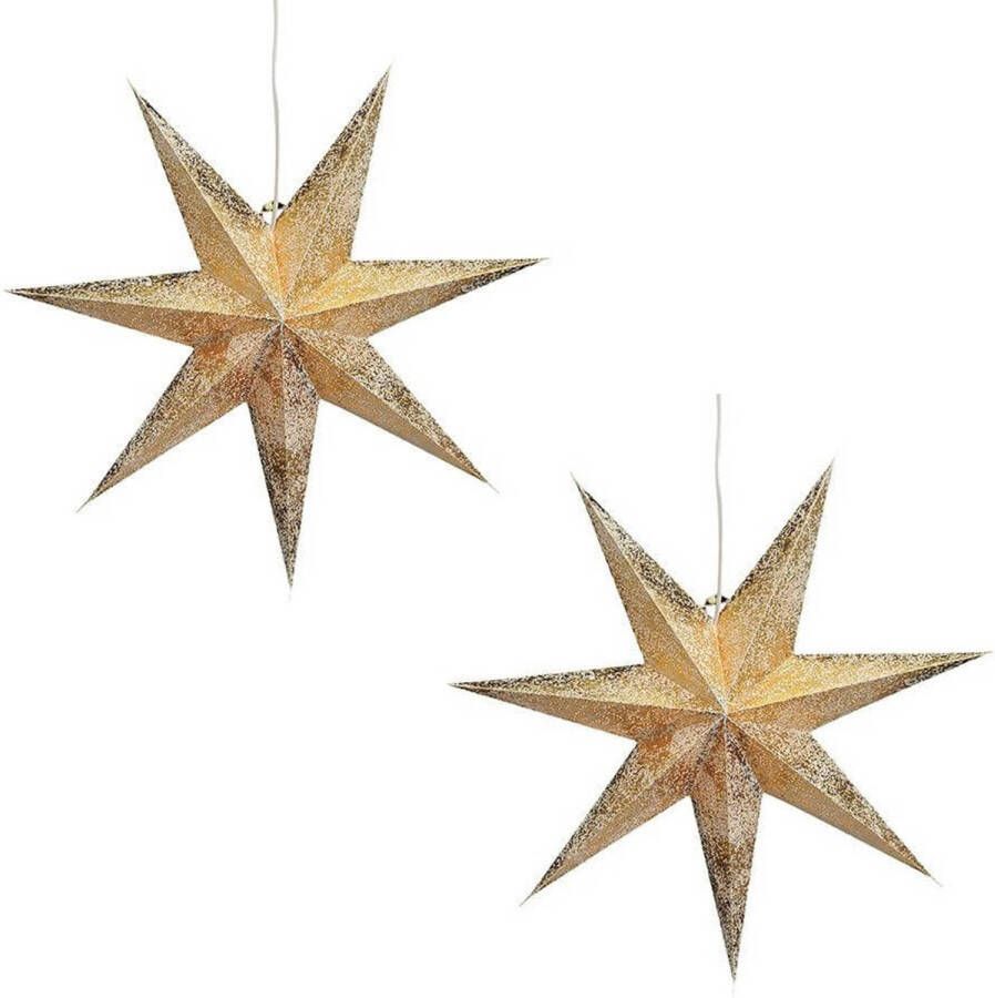 Merkloos 2x stuks kerstversiering gouden kerststerren 60 cm Kerststerren