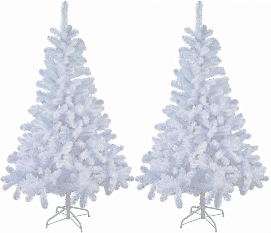 Merkloos 2x stuks kunst kerstbomen kunstbomen wit 90 cm Kunstkerstboom