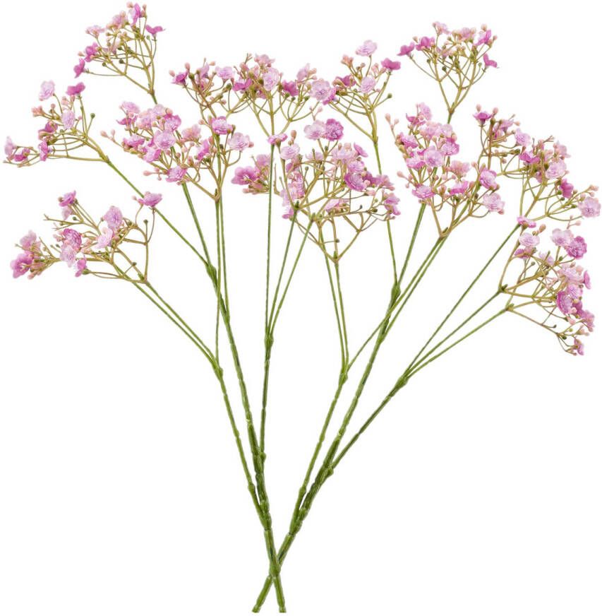 Merkloos 2x stuks kunstbloemen Gipskruid Gypsophila takken fuchsia roze 68 cm Kunstbloemen