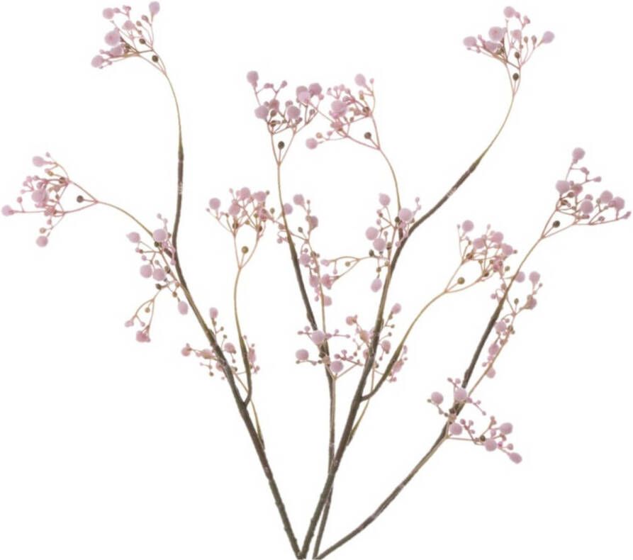 Merkloos 2x stuks kunstbloemen Gipskruid Gypsophila takken roze 66 cm Kunstbloemen