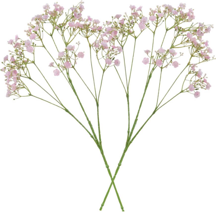 Merkloos 2x stuks kunstbloemen Gipskruid Gypsophila takken roze 70 cm Kunstbloemen