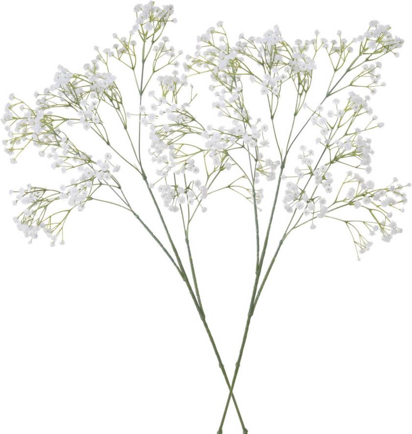 Merkloos 2x stuks kunstbloemen Gipskruid Gypsophila takken wit 95 cm Kunstbloemen