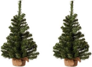 Merkloos 2x stuks kunstboom kunst kerstboom inclusief kerstversiering 60 cm Kunstkerstboom