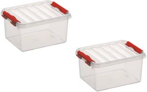 Sunware 2x stuks Q-Line opberg boxen opbergdozen 2 liter 20 x 15 x 10 cm kunststof Praktische opslagboxen Opbergbakken Opbergbox