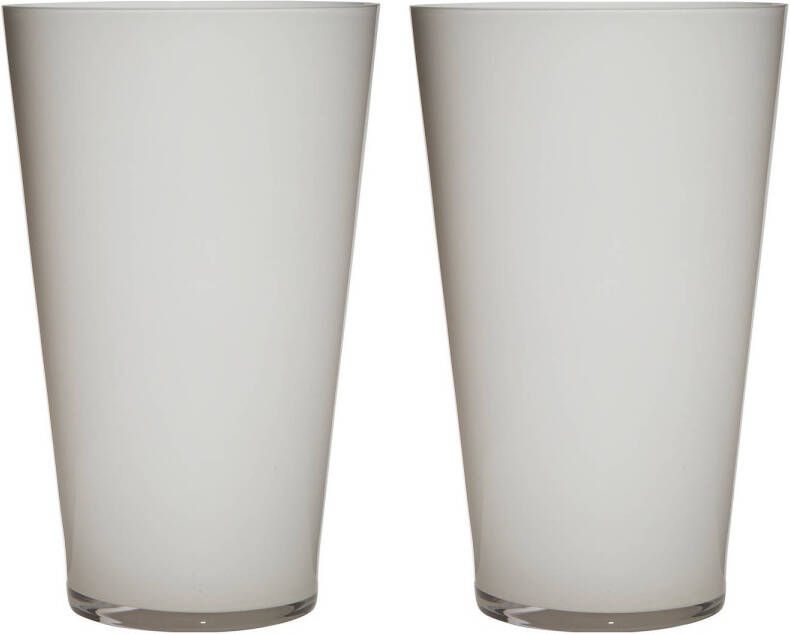 Merkloos 2x stuks luxe witte conische stijlvolle vaas vazen van glas 40 x 25 cm Bloemen boeketten vaas voor binnen gebruik Vazen