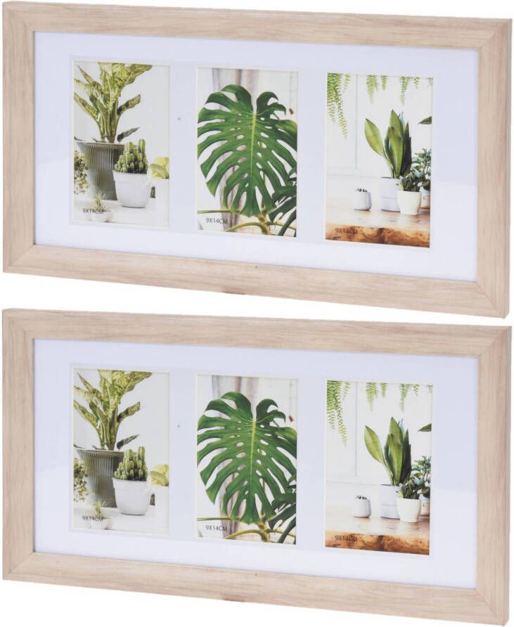 Home & Styling 2x stuks multi fotolijst kunststof met 3 lijstjes geschikt voor een foto van 9 x 14 cm Fotolijsten