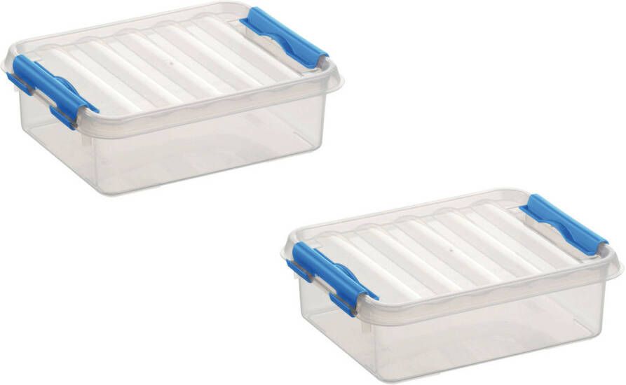 Sunware 3x stuks Q-Line opbergboxen opbergdozen 1 liter 20 x 15 x 6 cm kunststof Platte opslagboxen Opbergbox