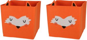Merkloos 2x stuks opbergmand vilt kinderkamer dieren thema vos 32 x 32 x 32 cm Opbergmanden