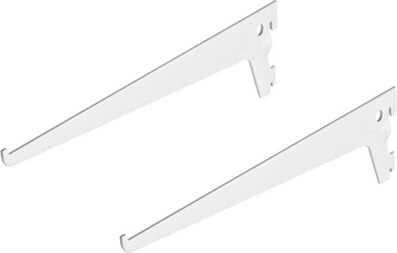 Merkloos 2x stuks Plankdragers wandplank staal wit 25 cm Plankdragers
