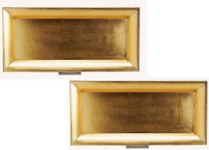 Merkloos 2x stuks rechthoekige kaarsenborden kaarsenplateaus goud van kunststof 36 x 17 cm Kaarsenplateaus