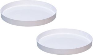Merkloos 2x stuks ronde kunststof dienbladen kaarsenplateaus wit D27 cm Kaarsen dienbladen tafeldecoratie Kaarsenplateaus