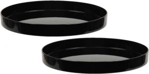 Merkloos 2x stuks ronde kunststof dienbladen kaarsenplateaus zwart D27 cm Kaarsen dienbladen tafeldecoratie Kaarsenplateaus
