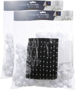 Merkloos 2x stuks sneeuwballen decoratie gordijnen 90 x 200 cm Decoratiesneeuw