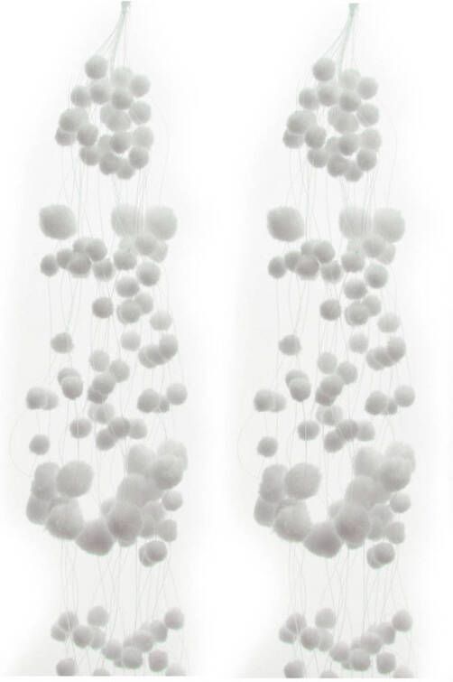 Merkloos 2x stuks sneeuwballen slinger 78 cm sneeuwversiering slingers Decoratiesneeuw