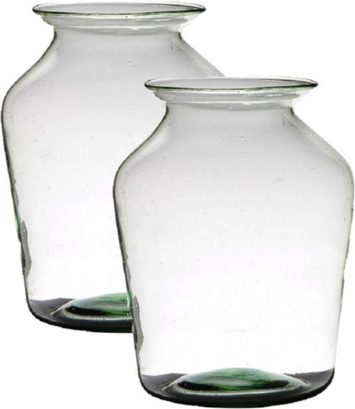Merkloos 2x stuks transparante luxe grote vaas vazen van glas 36 x 24 cm Vazen