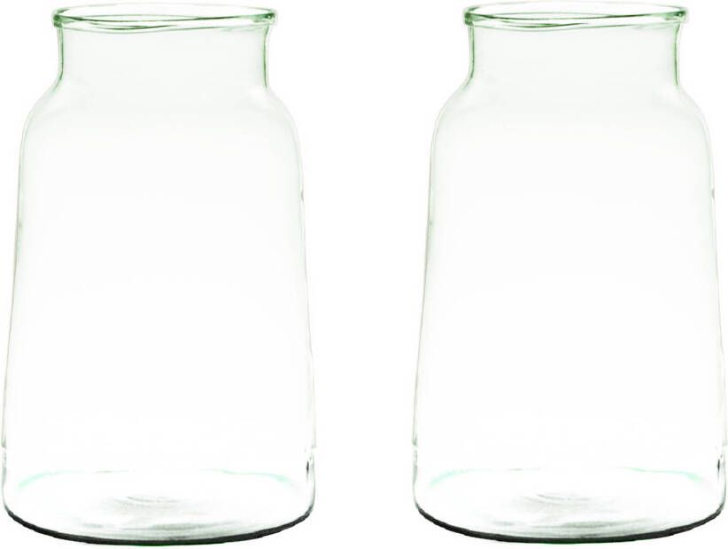 Merkloos 2x stuks transparante grijze stijlvolle vaas vazen van gerecycled glas 23 x 19 cm Vazen