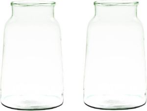 Merkloos 2x stuks transparante grijze stijlvolle vaas vazen van gerecycled glas 23 x 19 cm Bloemen boeketten vaas voor binnen gebruik Vazen