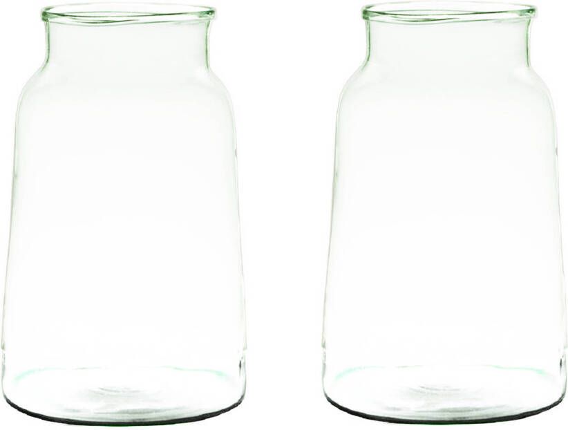 Merkloos 2x stuks transparante grijze stijlvolle vaas vazen van gerecycled glas 30 x 23 cm Vazen