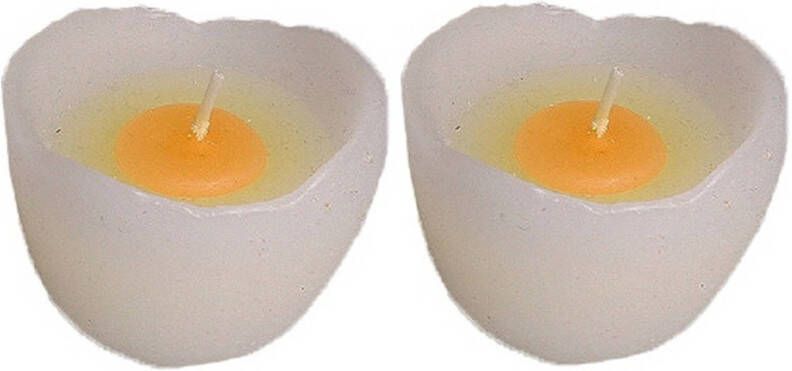 Merkloos 2x Witte eieren kaarsjes 5 cm Kaarsen