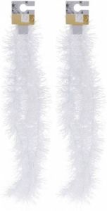 Merkloos 2x Witte folieslingers fijn 180 cm Kerstslingers