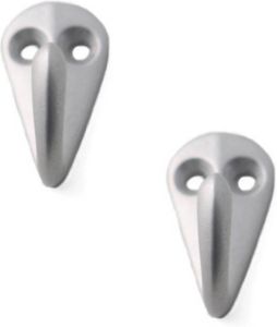 Merkloos 2x Zilveren Garderobe Haakjes Jashaken Kapstokhaakjes Aluminium Enkele Haak 3 6 X 1 9 Cm Kapstokhaken