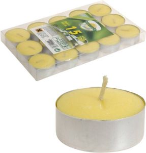 Merkloos 30x stuks Citronella theelichten anti muggen kaarsjes Waxinelichtjes