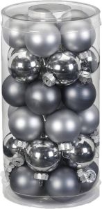 Merkloos 30x stuks kleine glazen kerstballen grijs 4 cm Kerstbal