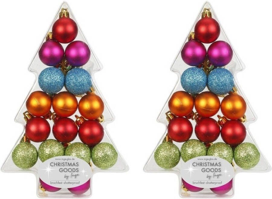 Merkloos 34x Kunststof gekleurde kleine kerstballen pakket 3 cm Kerstbal