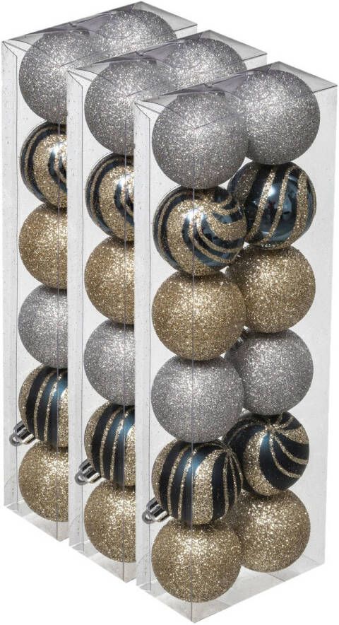 Merkloos 36x stuks kerstballen mix goud zilver glans mat glitter kunststof 4 cm Kerstbal