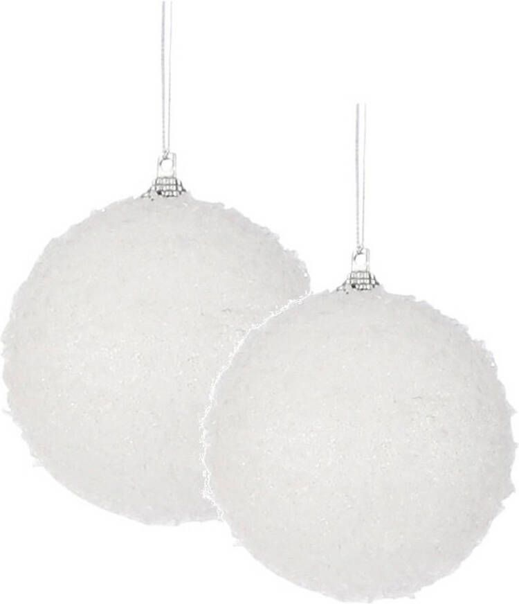 Merkloos 36x stuks kerstversiering witte sneeuw effect kerstballen 5 en 7 cm Kerstbal