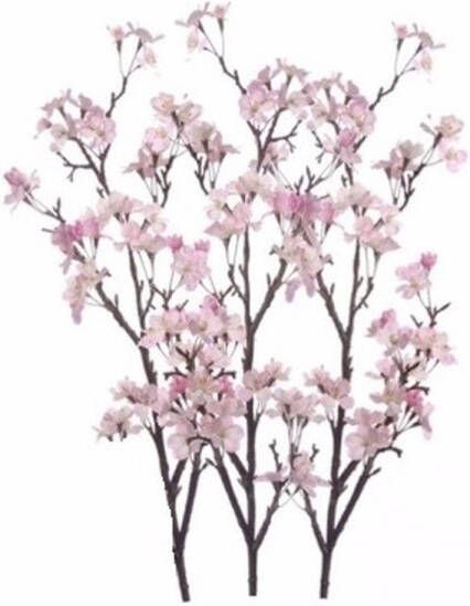 Merkloos 3x Appelbloesem tak roze 104 cm Kunstbloemen