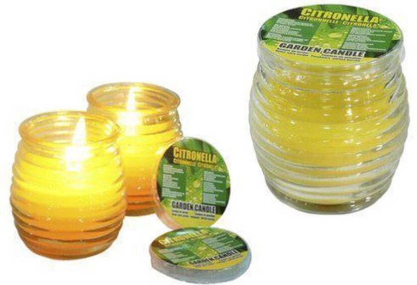 Merkloos 3x Citronella kaarsen in glas geurkaarsen