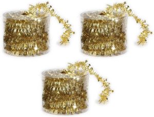Merkloos 3x Dunne Gouden Folie Kerstslingers 3 5 X 700 Cm Kerstslingers
