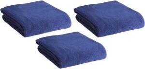Merkloos 3x Zachte plaids dekentjes kleedjes blauw 120 x 150 cm Plaids