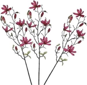 Merkloos 3x Fuchsia roze Magnolia beverboom kunsttakken kunstplant 80 cm Kunstplanten