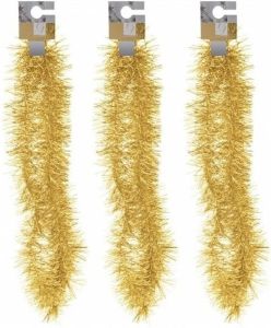 Merkloos 3x Gouden Folieslingers Fijn 180 Cm Kerstslingers