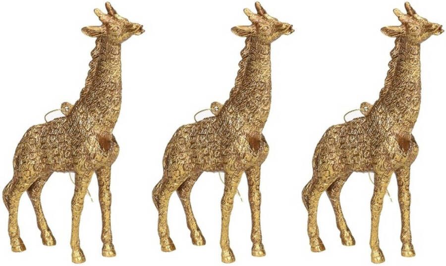 Merkloos 3x Gouden giraf kerstornamenten kersthangers 8 cm Kersthangers