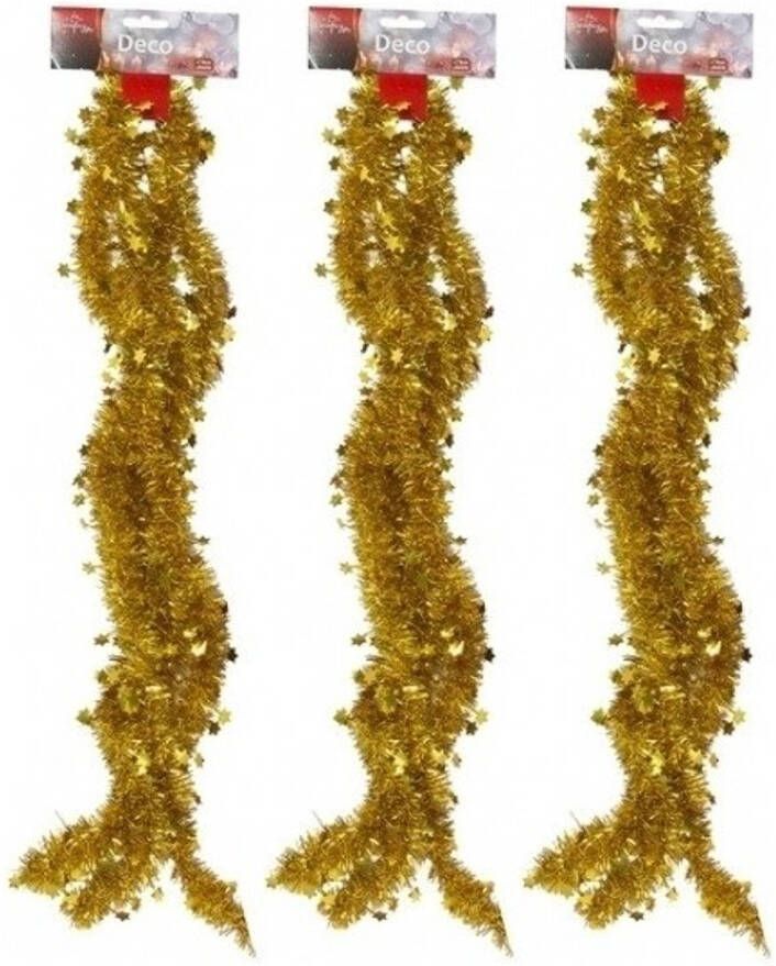 Merkloos 3x Gouden kerstboom slingers 270 cm Kerstslingers