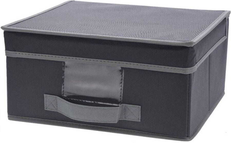 Merkloos 3x Grijze opbergdozen opbergboxen met vaste deksel 44 cm Opbergbox