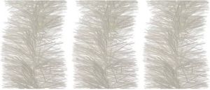 Merkloos 3x Kerst lametta guirlande winter wit 10 cm breed x 270 cm kerstboom versiering decoratie Kerstslingers