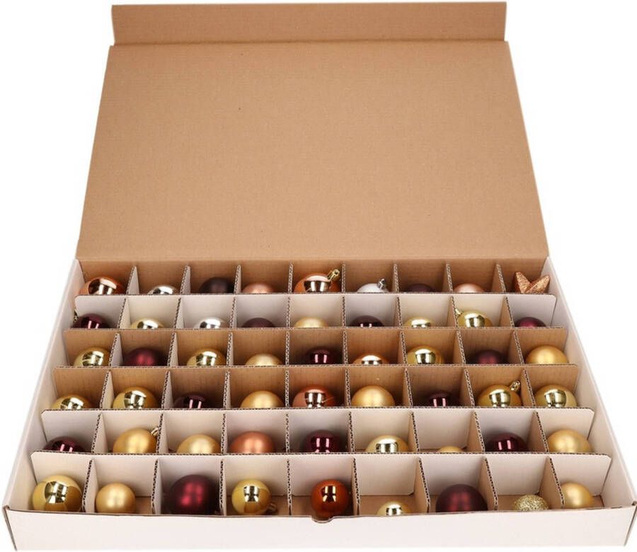 Merkloos 3x Kerstversiering opbergen dozen met deksel voor 6 cm Kerstballen opbergboxen