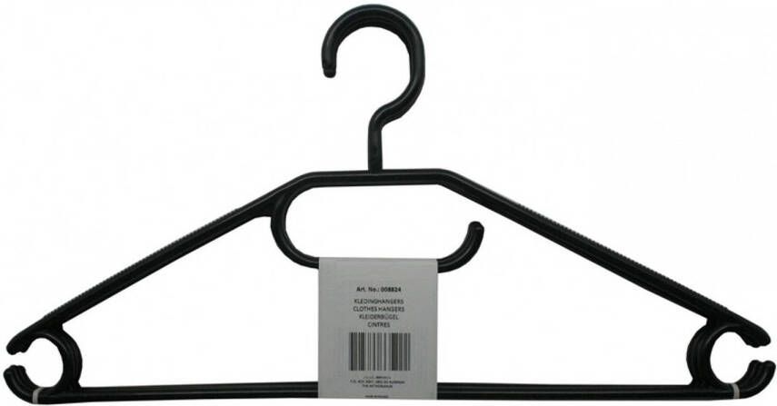 Merkloos 3x Voordelige zwarte kledinghangers plastic Kledinghangers