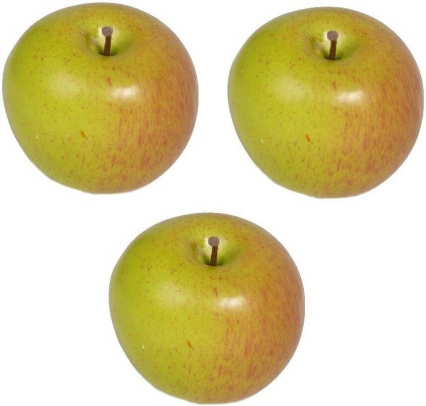 Merkloos 3x Kunst fruit appels 8 cm Kunstbloemen