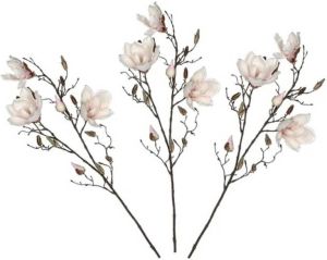 Merkloos 3x Licht roze Magnolia beverboom kunsttakken kunstplanten 90 cm Kunstplanten