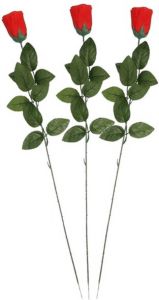 Merkloos 3x Rode Rosa roos kunstbloem 60 cm Kunstbloemen
